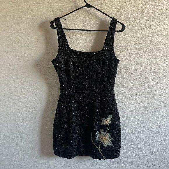 Staud Le Sable Beaded Mini Dress Botanical Shadows Size Medium - Picture 7 of 10